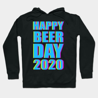 Minimalist Happy Beer Day 2020 Neon Typography Hoodie